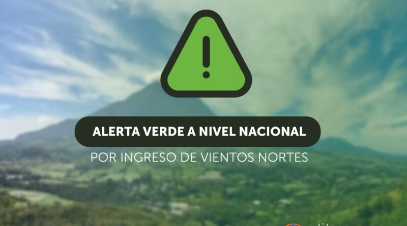 EMITEN ALERTA VERDE POR INGRESO DE VIENTOS NORTES AL PAÍS.