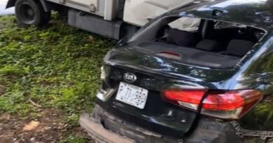 CAMIÓN IMPACTA CONTRA PUESTO DE FRUTAS Y QUEDA ENCUNETADO EN USULUTÁN