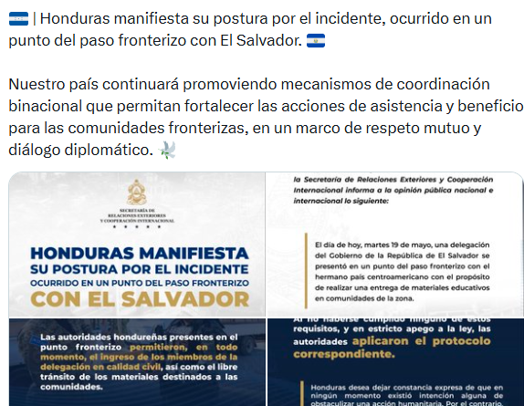 HONDURAS ASEGURA QUE NO IMPIDIÓ EL INGRESO DE PAQUETES ESCOLARES SALVADOREÑOS EN EXBOLSONES