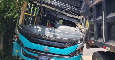 BUS DE LA RUTA 202 COLISIONA CONTRA VOLQUETA EN CARRETERA DE SANTA ANA A SAN SALVADOR